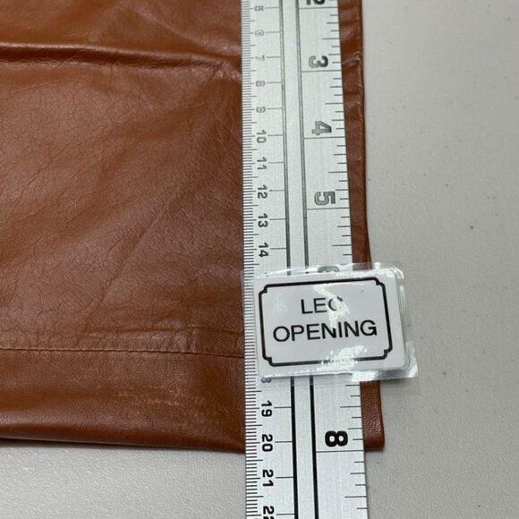 Vintage Brown Leather High-Waisted Pleated Straight-Leg Pants Womens Size 10 - Picture 13 of 14